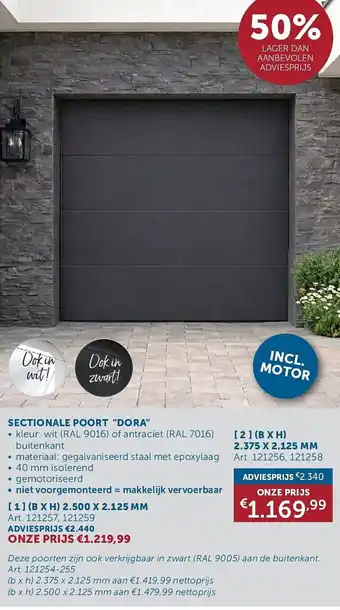 Zelfbouwmarkt Sectionale poort "Dora" aanbieding
