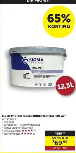 Zelfbouwmarkt Sigma Professionele Binnenverf Din Pro Wit aanbieding