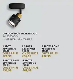 Zelfbouwmarkt Opbouwspot Zwart / Goud aanbieding