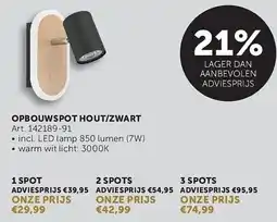 Zelfbouwmarkt Opbouwspot Hout / Zwart aanbieding