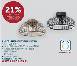 Zelfbouwmarkt Plafonnier met ventilator aanbieding