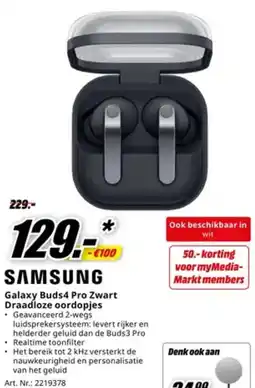 MediaMarkt Samsung Galaxy Buds4 Pro Zwart Draadloze Oordopjes aanbieding