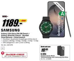 MediaMarkt Samsung Galaxy S26 Ultra 256Gb Zwart + Galaxy Watch6 Classic - Bundel Smartphone + Smartwatch aanbieding