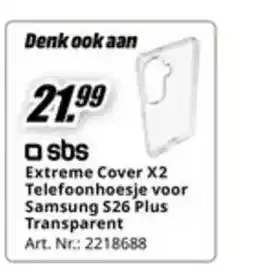 MediaMarkt sbs Extreme Cover X2 Telefoonhoesje voor Samsung S26 Plus Transparent aanbieding