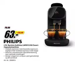 MediaMarkt Philips l'or barista sublime lm9012/60 zwart capsulemachine aanbieding