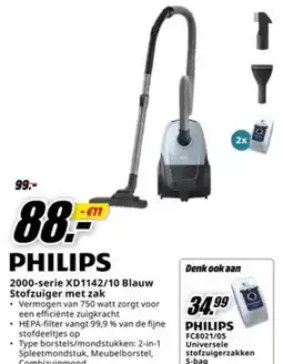 MediaMarkt Philips 2000-Serie XD1142/10 Stofzuiger met Zak aanbieding