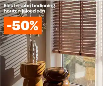 Kwantum Elektrische bediening houten jaloezieën aanbieding