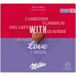 Albert Heijn Milka With love pralines hazelnut crème aanbieding