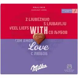 Albert Heijn Milka With love pralines hazelnut crème aanbieding