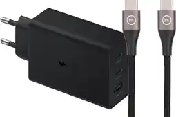 Coolblue Samsung Oplader met 3 Usb Poorten 65W Zwart + Usb C Kabel Nylon Zwart 1,5m aanbieding