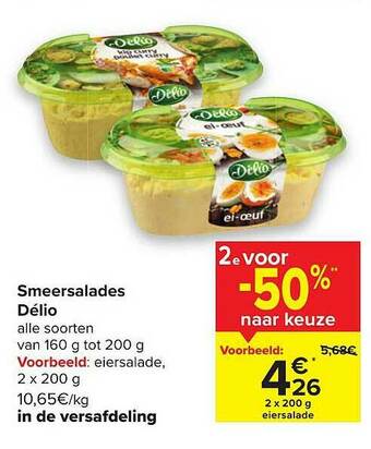 Carrefour Smeersalades Délio aanbieding