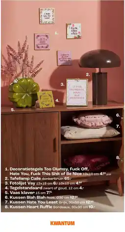 Kwantum Decoratietegels Too Clumsy, Fuck Off, Hate You, Fuck This Shit of Be Nice aanbieding