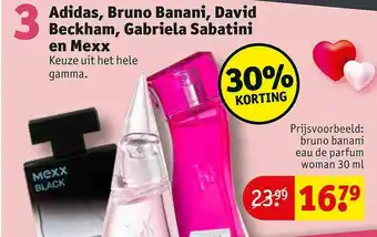 Kruidvat Adidas, Bruno Banani, Davod Beckham, Gabriela Sabitini En Mexx aanbieding