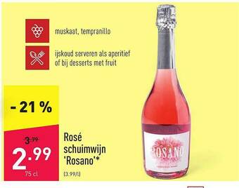 ALDI Rosé Schuimwijn Rosano aanbieding