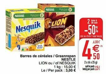 Cora Barres de céréales - graanrepen nestle lion ou - of nesquik aanbieding