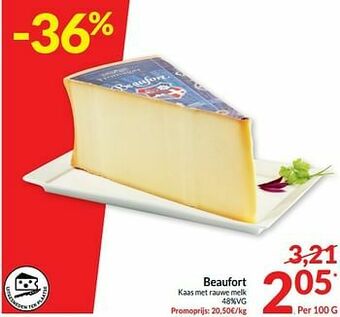 Intermarché Beaufort kaas met rauwe melk aanbieding