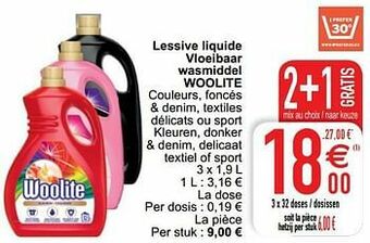 Cora Lessive liquide vloeibaar wasmiddel woolite aanbieding