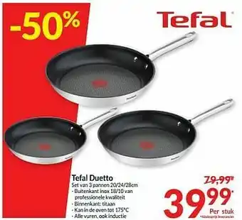 Intermarché Tefal duetto set van 3 pannen aanbieding