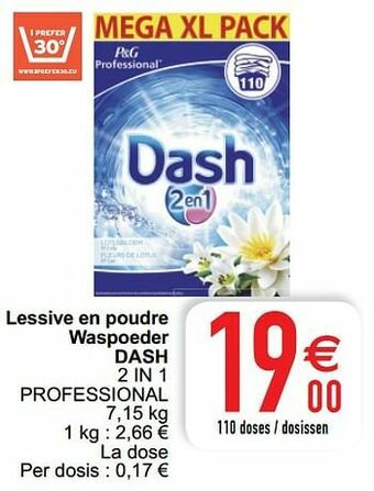 Cora Lessive en poudre waspoeder dash 2 in 1 professional aanbieding
