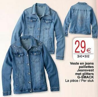 Veste en jeans paillettes jeansvest met glitters g-smack