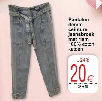 Cora Pantalon denim ceinture jeansbroek met riem aanbieding