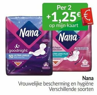Intermarché Nana vrouwelijke bescherming en hygiëne aanbieding