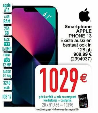 Cora Smartphone apple iphone 13 aanbieding
