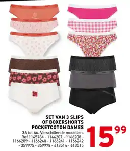 Trafic Set van 3 slips of boxershorts pocketcoton dames aanbieding
