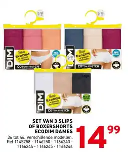Trafic set van 3 slips of boxershorts ecodim dames aanbieding