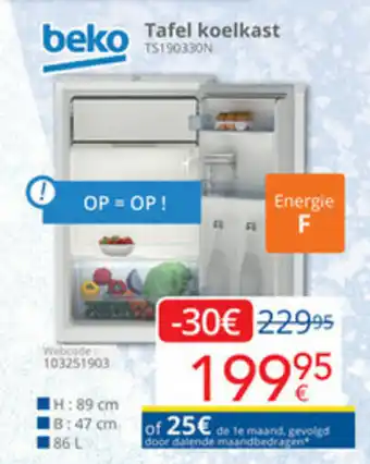 Eldi Beko Tafel koelkast aanbieding