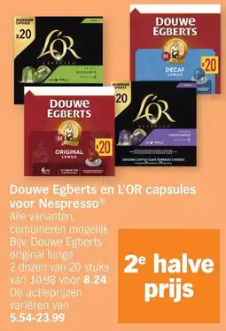 Albert Heijn Douwe egberts en l'or capsules voor nespresso aanbieding