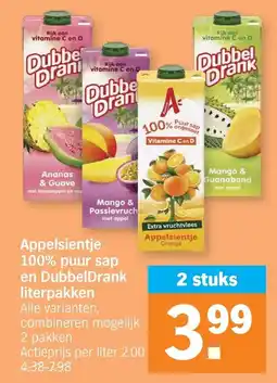Albert Heijn Appelsientje en DubbelDrank literpakken aanbieding