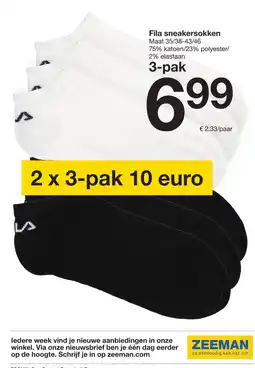 Zeeman Fila sneakersokken aanbieding