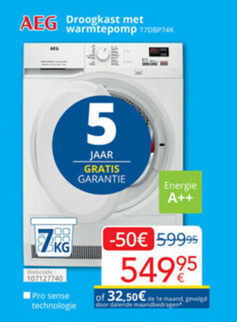 Eldi AEG Droogkast met warmtepomp aanbieding