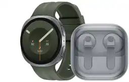 Coolblue Samsung Galaxy Watch 9 5G Zilver/Groen 44mm + Samsung Galaxy Buds4 Wit aanbieding