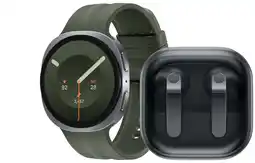 Coolblue Samsung Galaxy Watch 9 5G Argent/Vert 44 mm + Samsung Galaxy Buds4 Noir aanbieding