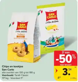 Carrefour Chips en koekjes San Carlo aanbieding