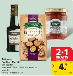 Carrefour Antipasti Ponti en Maretti alle soorten aanbieding