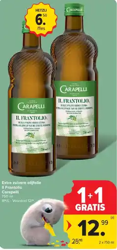 Carrefour Extra zuivere olijfolie Il Frantolio Carapelli aanbieding