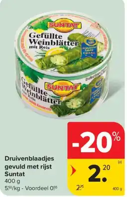 Carrefour Druivenblaadjes gevuld met rijst Suntat aanbieding