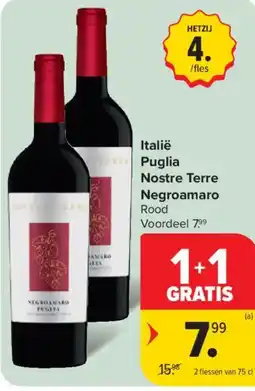 Carrefour Italië Puglia Nostre Terre Negroamaro Rood aanbieding