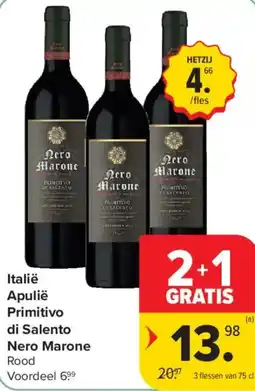 Carrefour Italië Apulië Primitivo di Salento Nero Marone Rood aanbieding