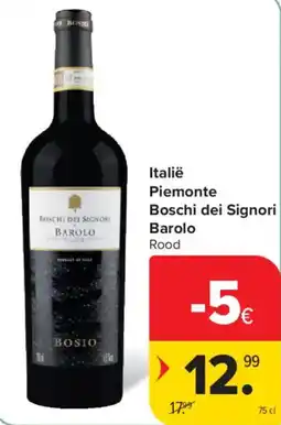 Carrefour Italië Piemonte Boschi dei Signori Barolo Rood aanbieding