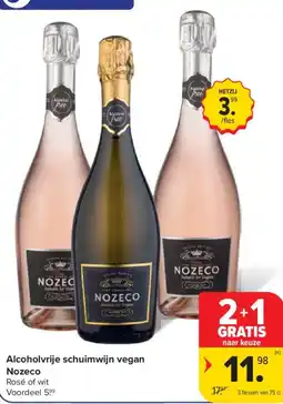 Carrefour Alcoholvrije schuimwijn vegan Nozeco aanbieding
