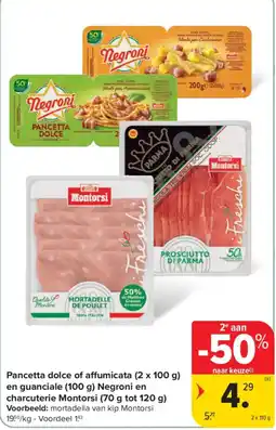 Carrefour Pancetta dolce of affumicata en guanciale en charcuterie aanbieding