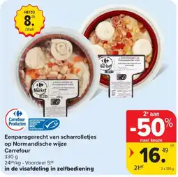 Carrefour Eenpansgerecht van scharrolletjes op normandische wijze carrefour aanbieding