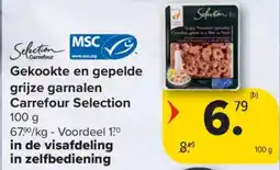 Carrefour Gekookte en gepelde grijze garnalen aanbieding