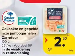 Carrefour Gekookte en gepelde roze jumbogarnalen Carrefour aanbieding