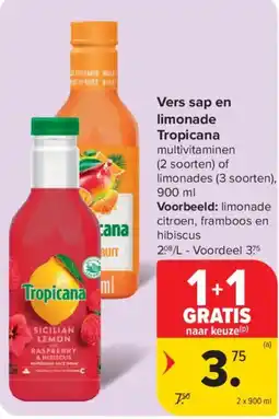 Carrefour Vers sap en limonade Tropicana aanbieding