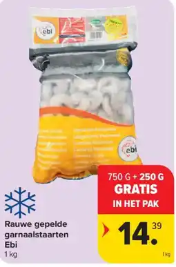 Carrefour Rauwe gepelde garnaalstaarten Ebi aanbieding
